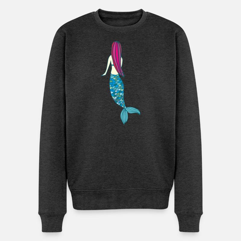 meerjungfrau - Männer Premium Bio Pullover - Anthrazit meliert