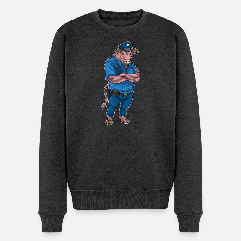 Stier Polizist Polizei - Männer Premium Bio Pullover - Anthrazit meliert