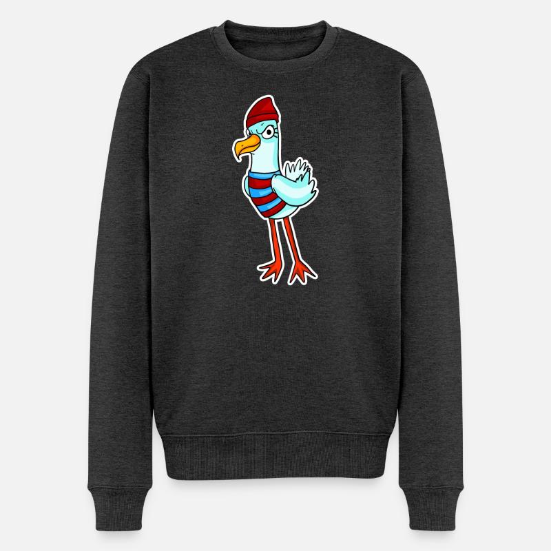 Nordsee Möwe Motiv Vogel - Männer Premium Bio Pullover - Anthrazit meliert
