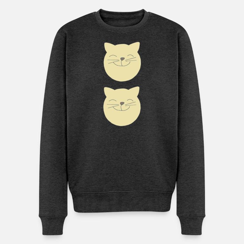 Katzen doppelt - Männer Premium Bio Pullover - Anthrazit meliert