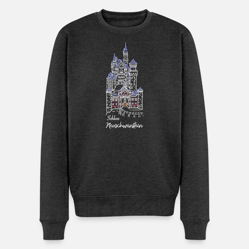 Schloss Neuschwanstein, Bayern, Deutschland - Männer Premium Bio Pullover - Anthrazit meliert