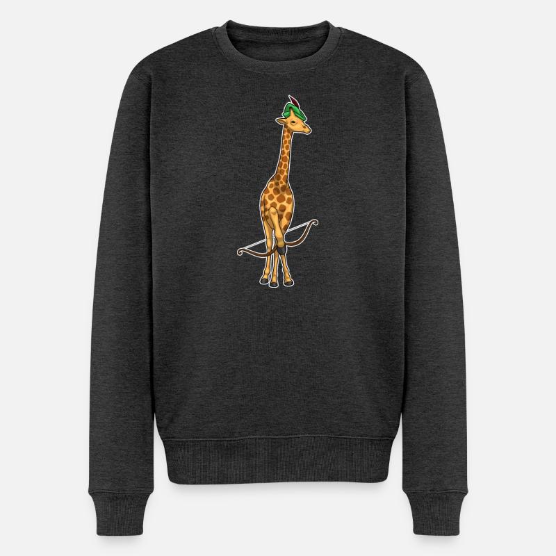 Giraffe Bogenschütze Bogen - Männer Premium Bio Pullover - Anthrazit meliert