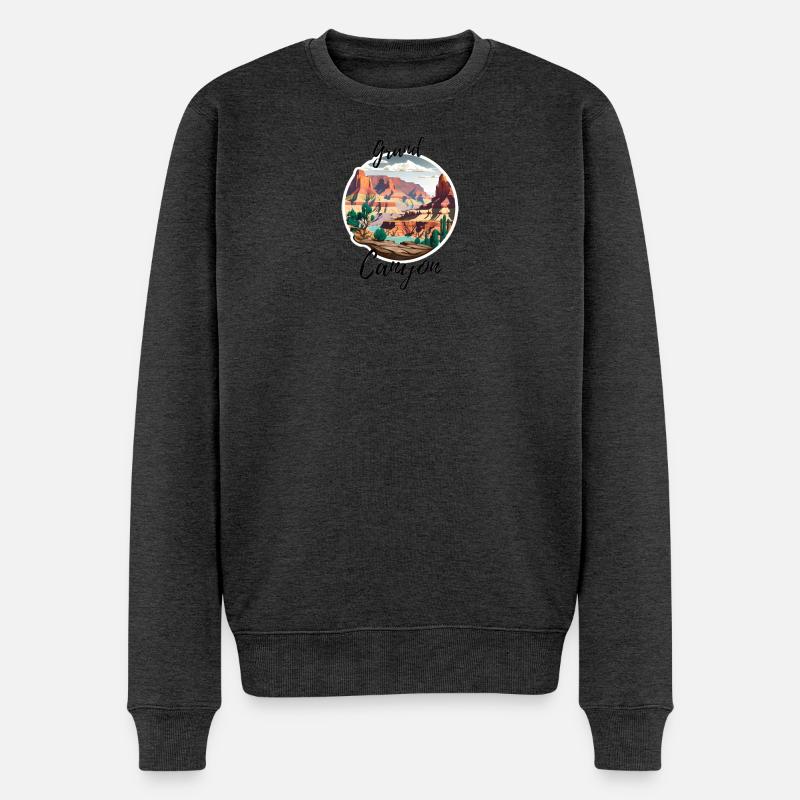 Grand Canyon - Männer Premium Bio Pullover - Anthrazit meliert