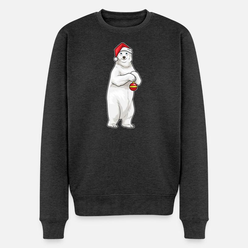 Eisbär Weihnachten Weihnachtskugel - Männer Premium Bio Pullover - Anthrazit meliert