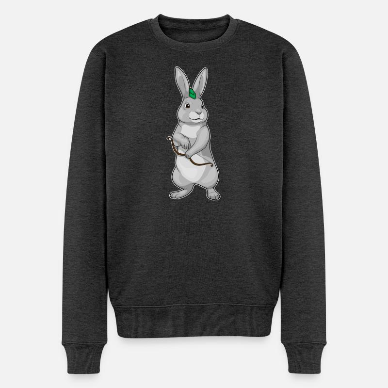 Hase Bogenschütze Bogen - Männer Premium Bio Pullover - Anthrazit meliert