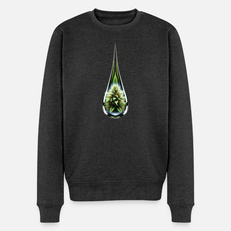 Cannabisbud im Glastropfen - Hanf - Weed - Männer Premium Bio Pullover - Anthrazit meliert