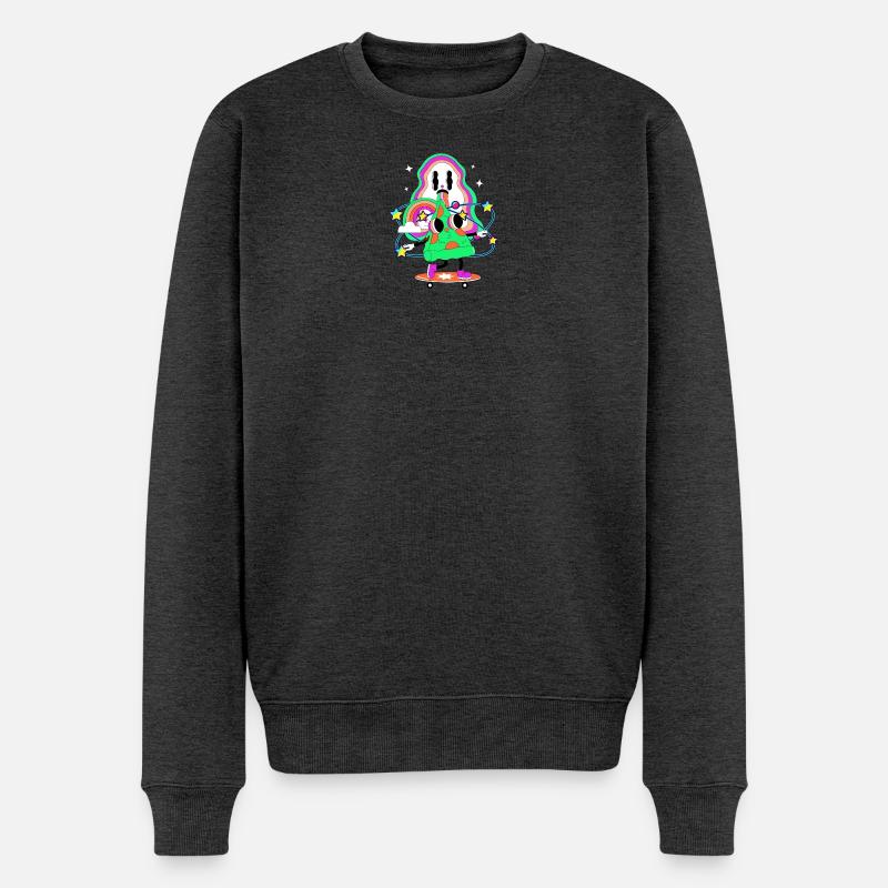 Bunte Fantasie mit Löwenzahn - Männer Premium Bio Pullover - Anthrazit meliert