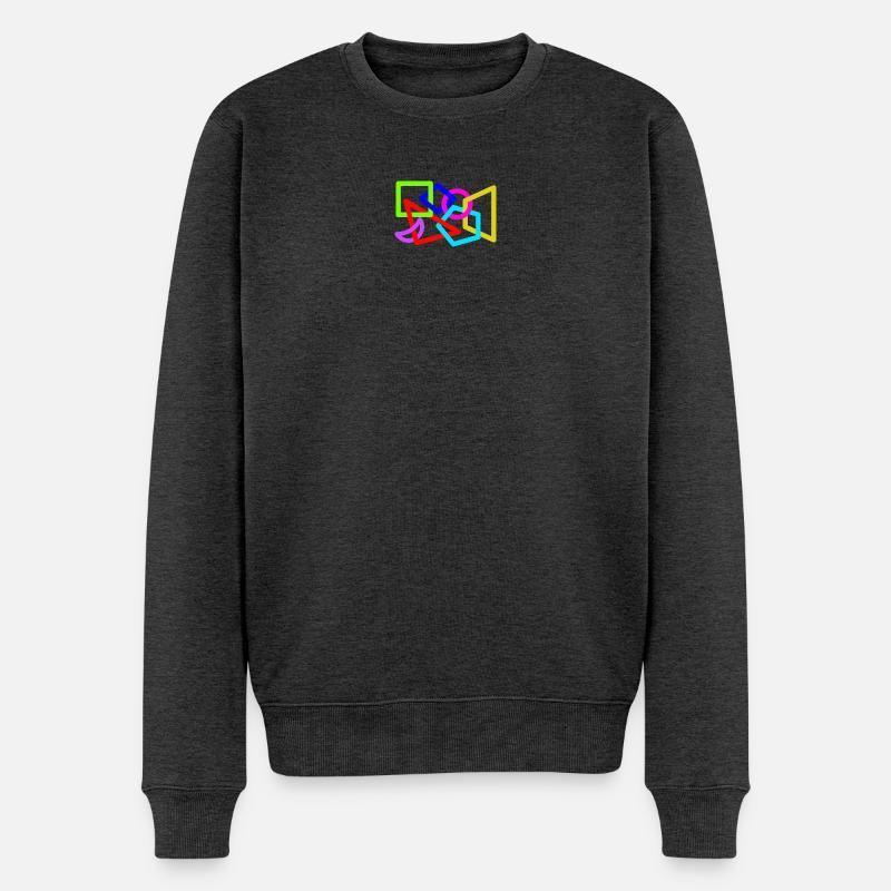 Verflochtene Neonformen - Männer Premium Bio Pullover - Anthrazit meliert