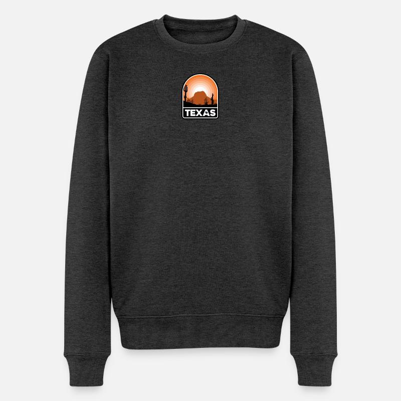 Texas Desert Sunset Emblem - Männer Premium Bio Pullover - Anthrazit meliert