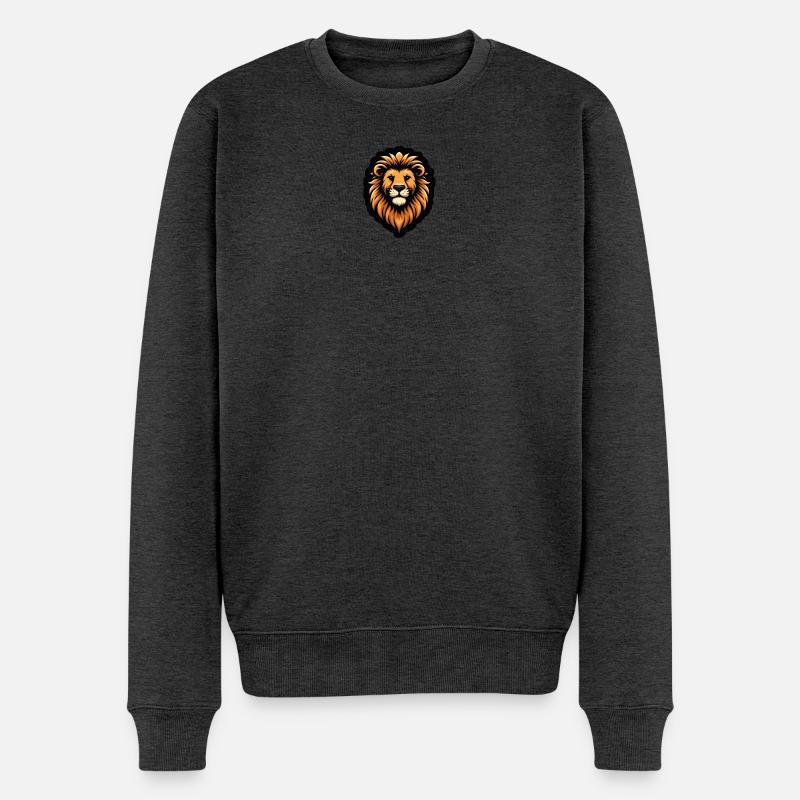Comic Löwe Kopf - Männer Premium Bio Pullover - Anthrazit meliert