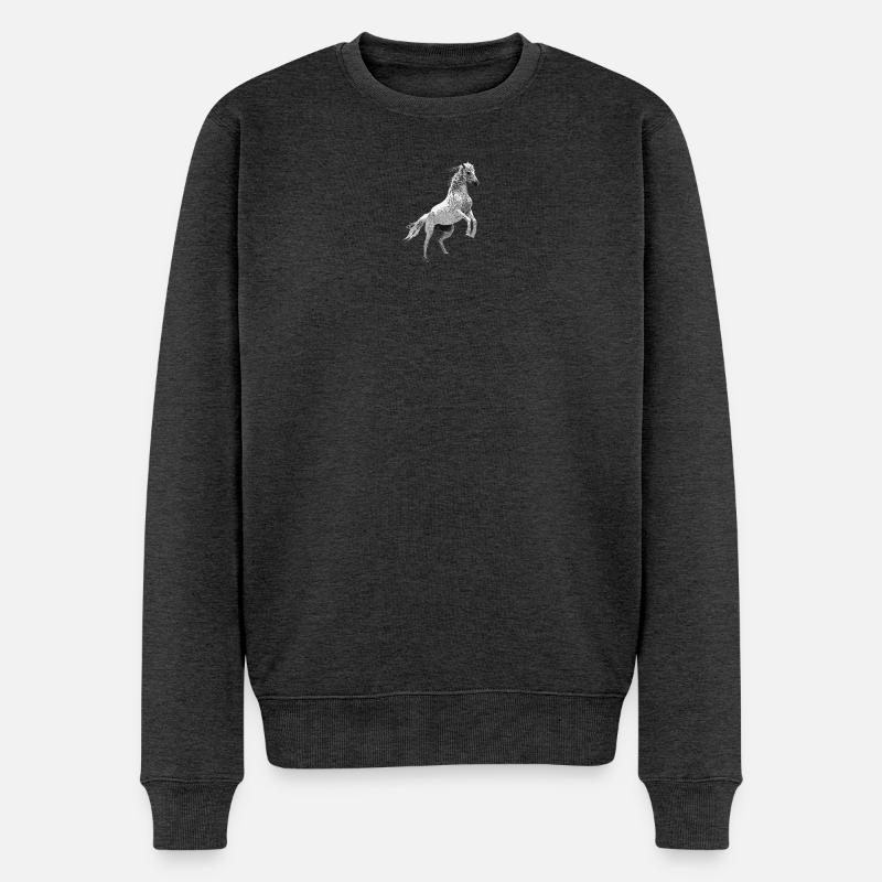 reiterinnen, Hauspferd aufsteigend, reiten - Männer Premium Bio Pullover - Anthrazit meliert