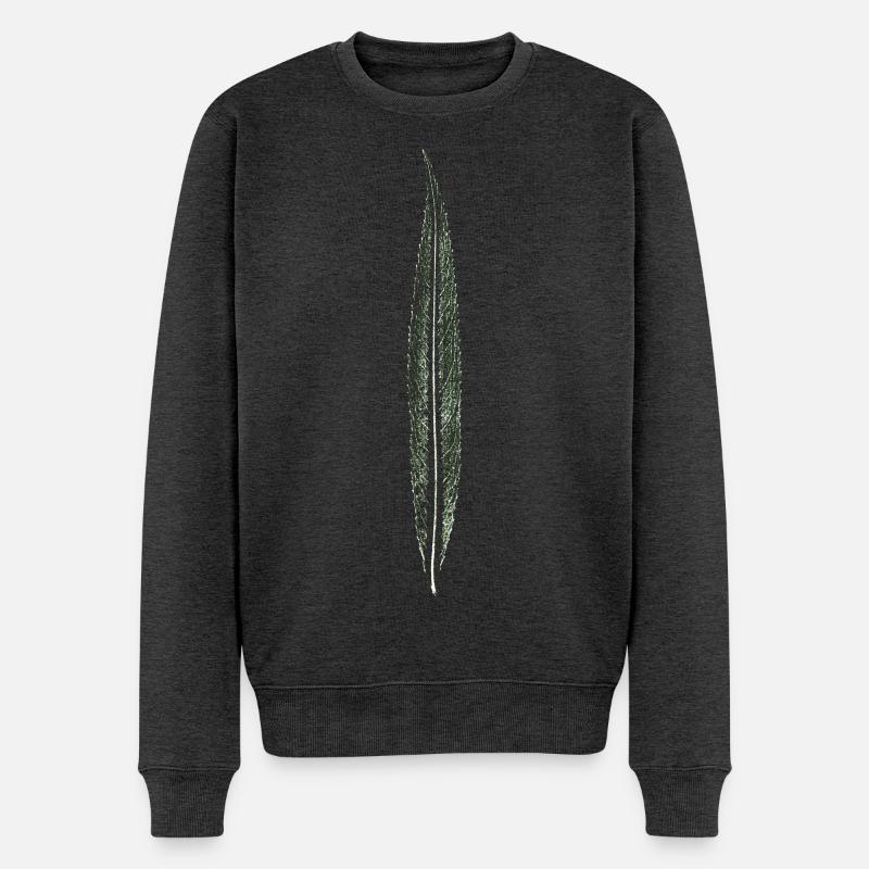 Weidenblatt / Blatt / Natur - Männer Premium Bio Pullover - Anthrazit meliert