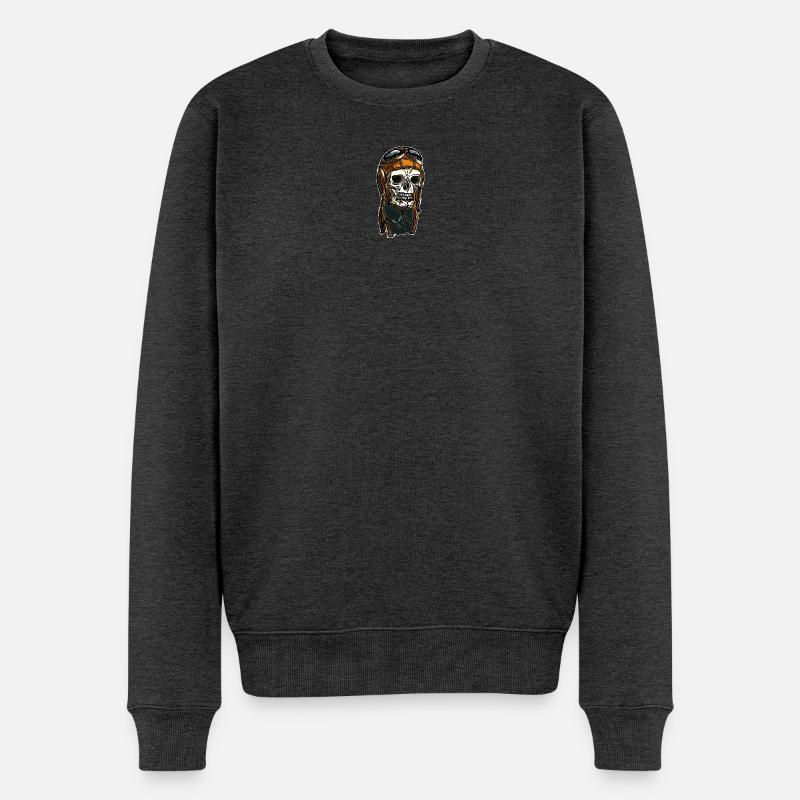 Skull avec casque - Pull Premium bio Homme - anthracite chiné