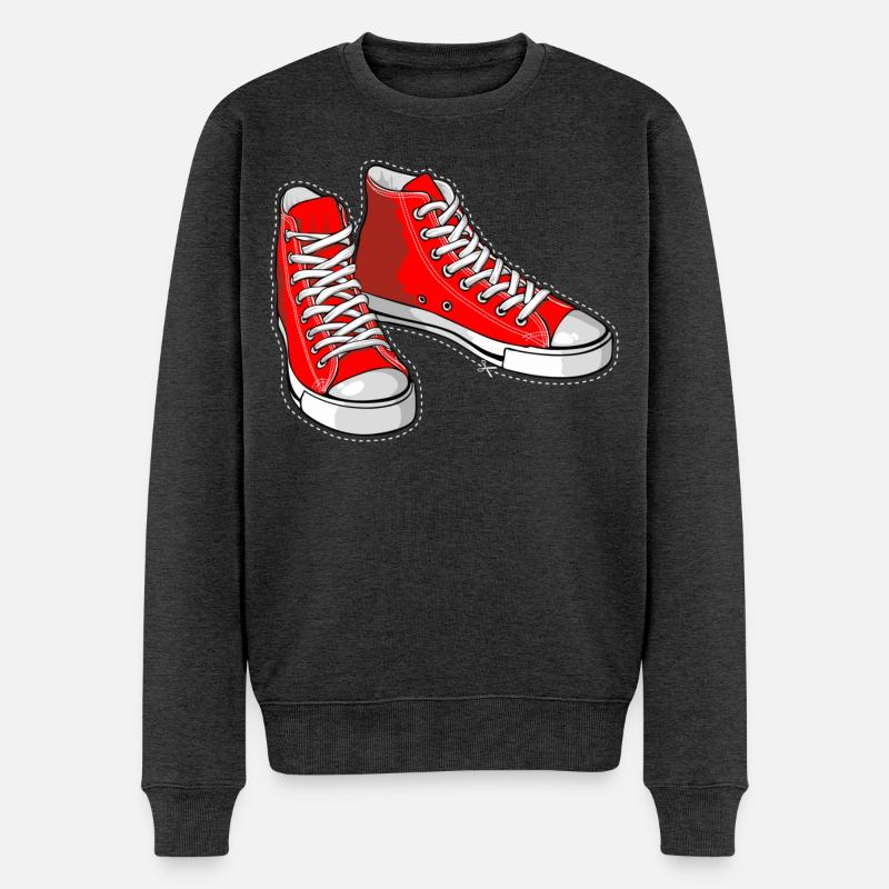 Baskets rouges - Pull Premium bio Homme - anthracite chiné