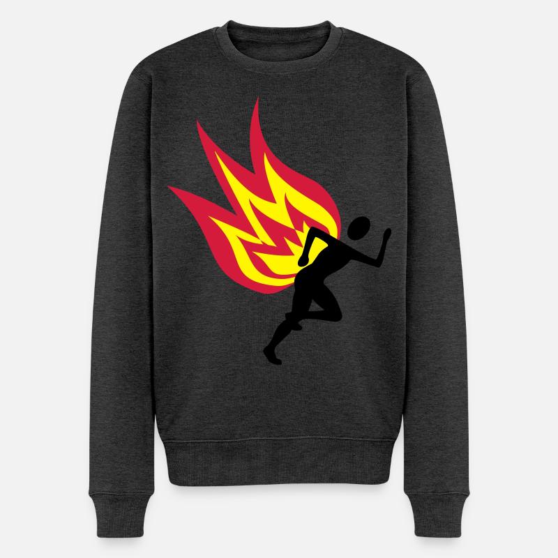 Jogger Feuer - Männer Premium Bio Pullover - Anthrazit meliert