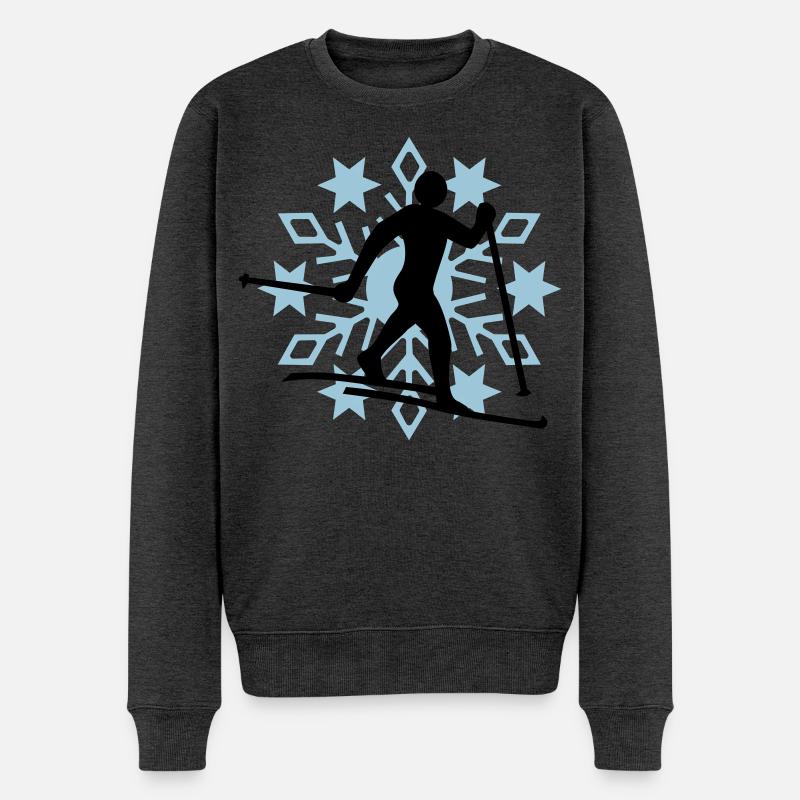 Langläufer Schneeflocke - Männer Premium Bio Pullover - Anthrazit meliert