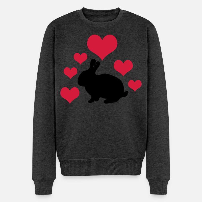 Lapin à 6 cœurs 2 - Pull Premium bio Homme - anthracite chiné