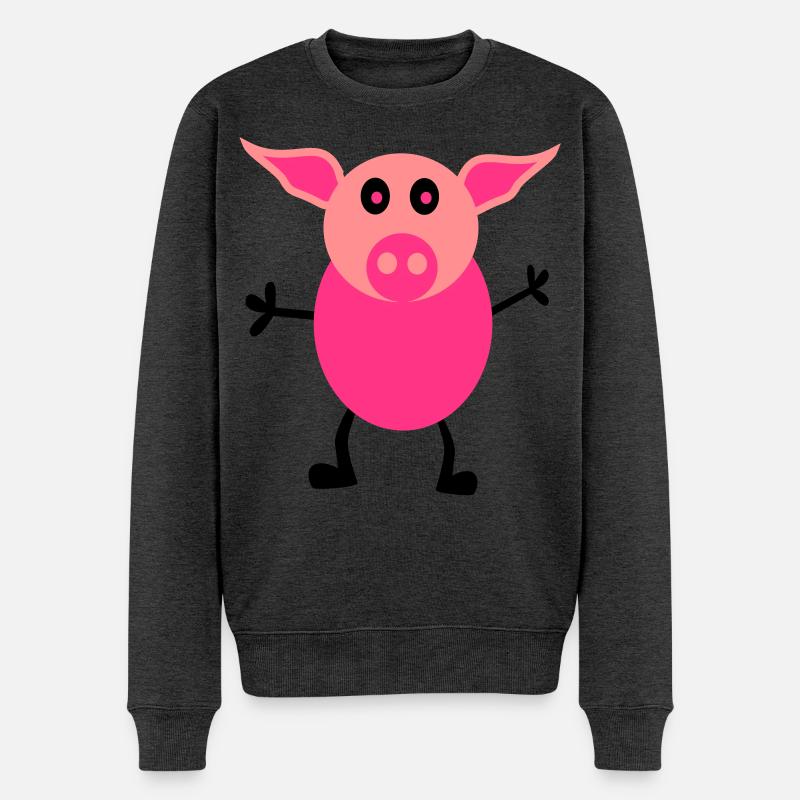 Schweine Männchen - Männer Premium Bio Pullover - Anthrazit meliert