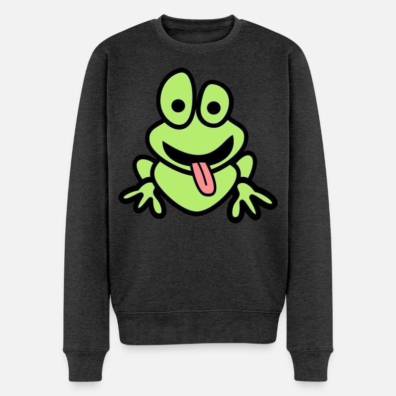 Frosch mit Zunge - Männer Premium Bio Pullover - Anthrazit meliert