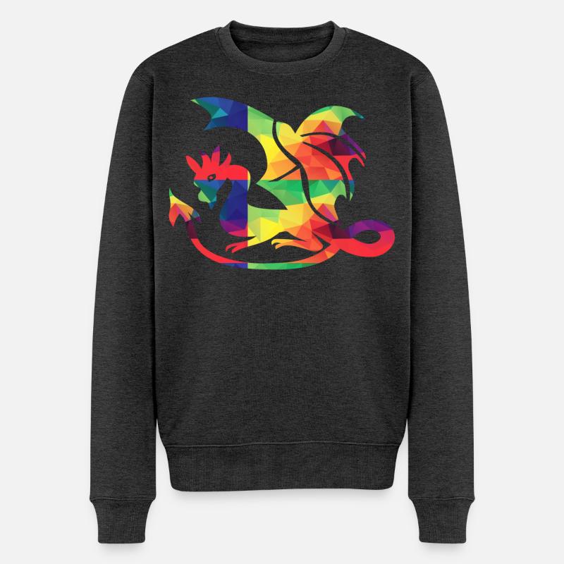 Bunter Drache - Männer Premium Bio Pullover - Anthrazit meliert
