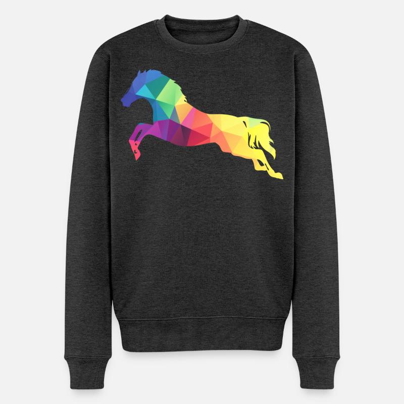 Springendes Pferd - Männer Premium Bio Pullover - Anthrazit meliert