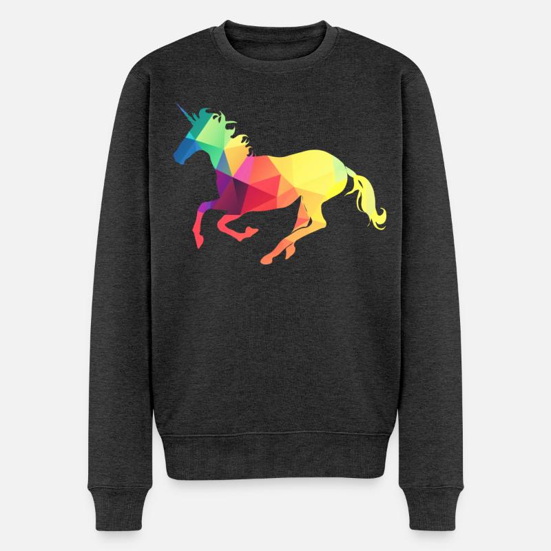 Buntes Einhorn - Männer Premium Bio Pullover - Anthrazit meliert