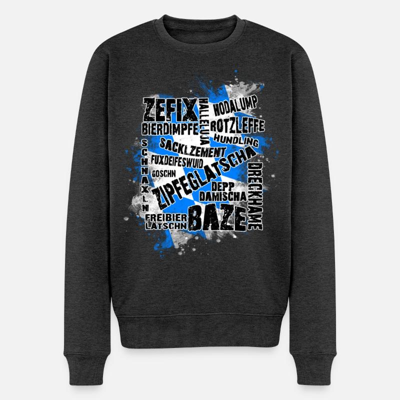 Bayrische Schimpfwörter - Männer Premium Bio Pullover - Anthrazit meliert