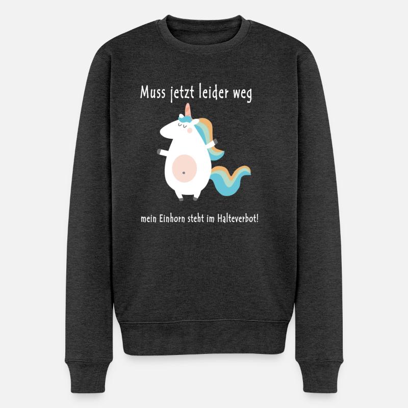 muss leider weg, mein Einhorn steht im Halteverbot - Männer Premium Bio Pullover - Anthrazit meliert