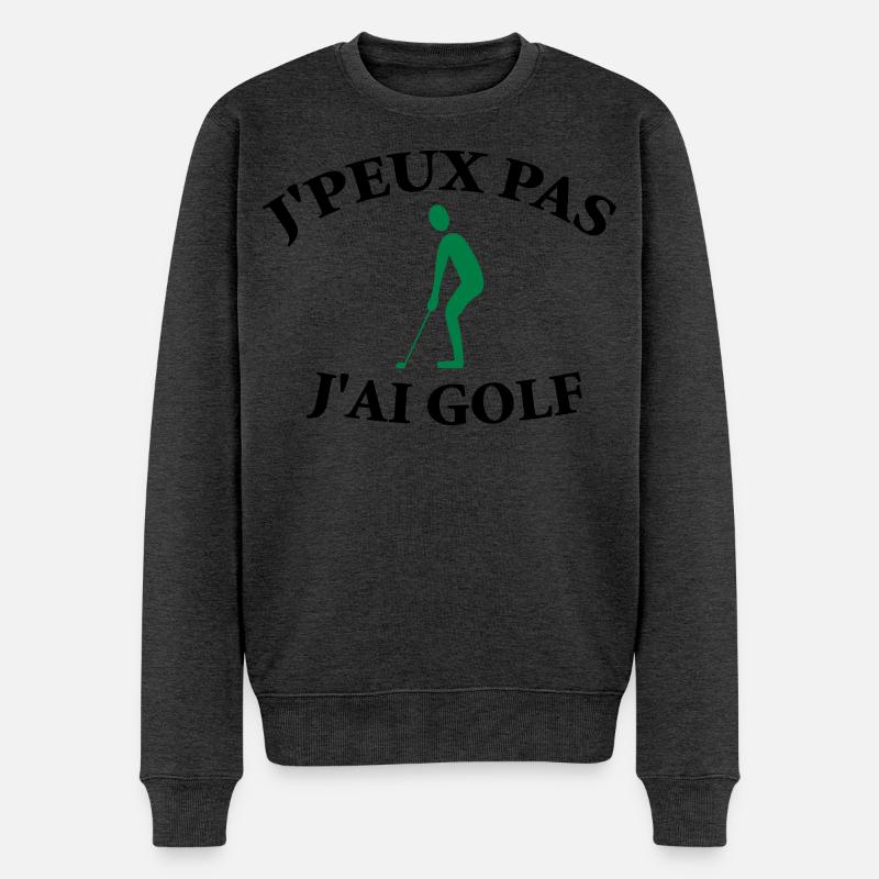 Ich kann nicht, ich habe Golf. - Männer Premium Bio Pullover - Anthrazit meliert