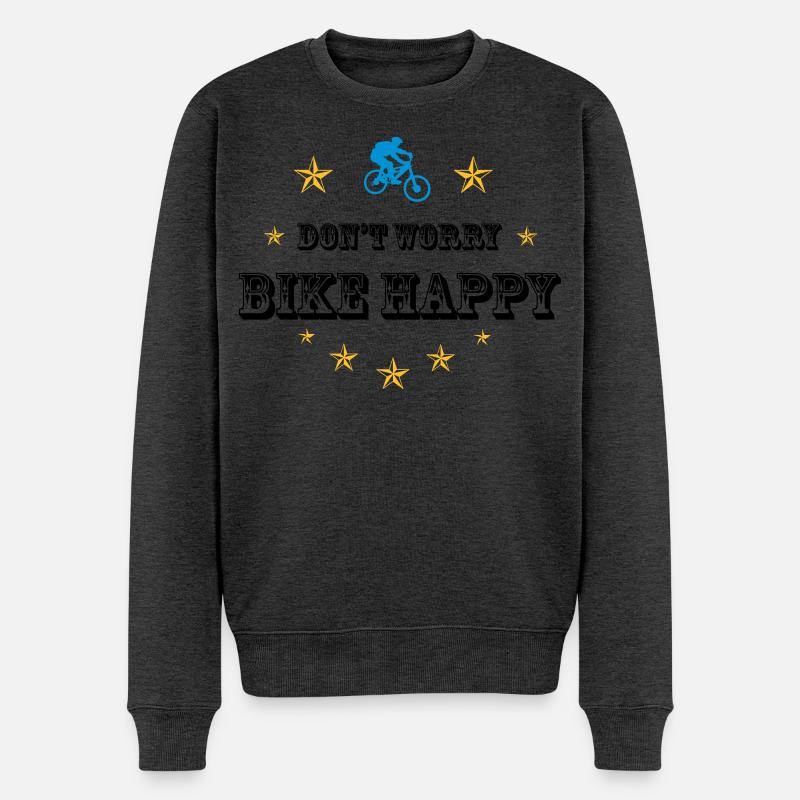 Don't worry bike happy - Männer Premium Bio Pullover - Anthrazit meliert