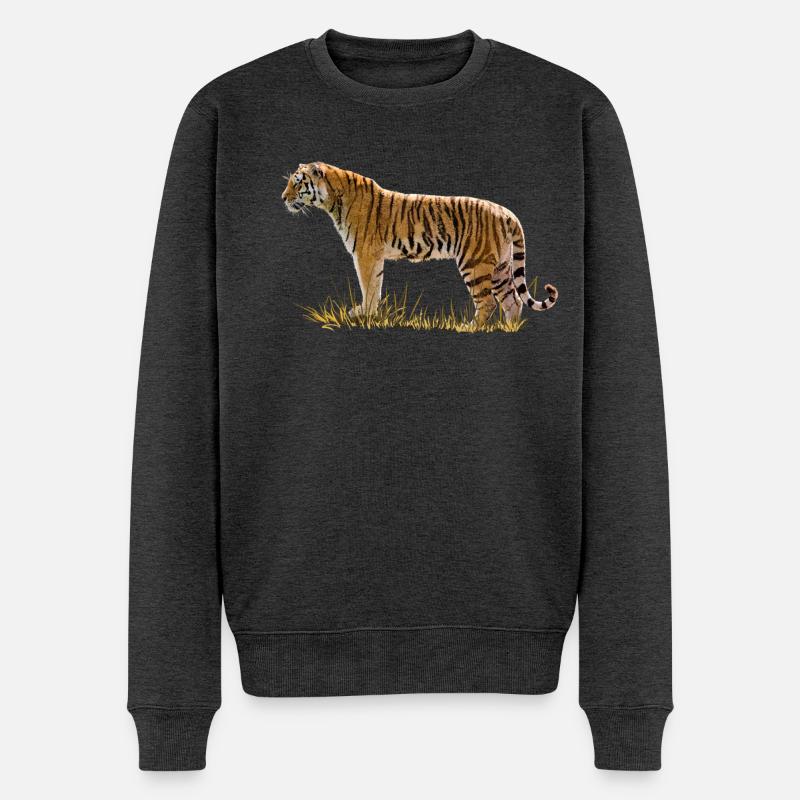 Tiger - Männer Premium Bio Pullover - Anthrazit meliert