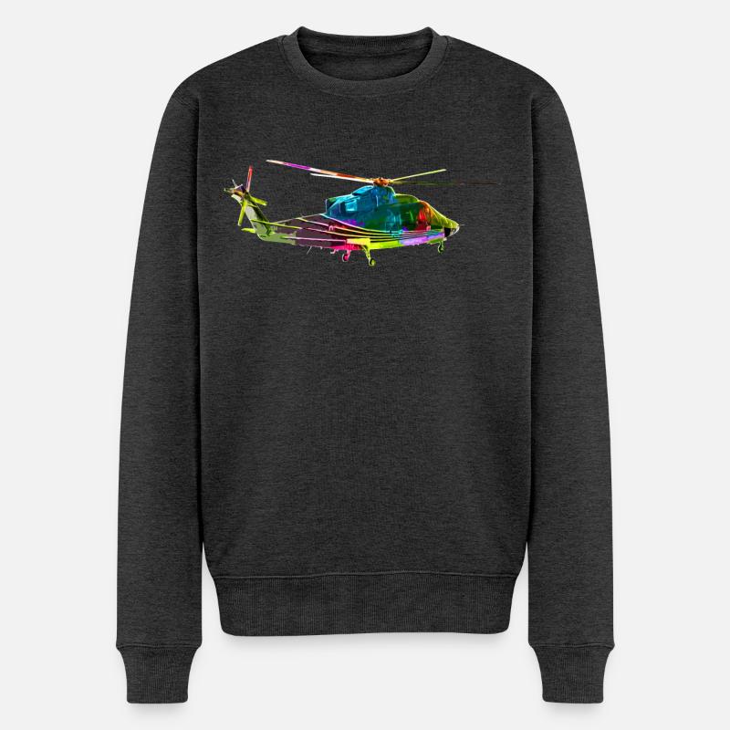 Bunter Helikopter - Männer Premium Bio Pullover - Anthrazit meliert