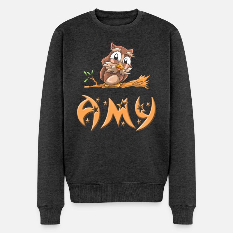 Eule Amy - Männer Premium Bio Pullover - Anthrazit meliert