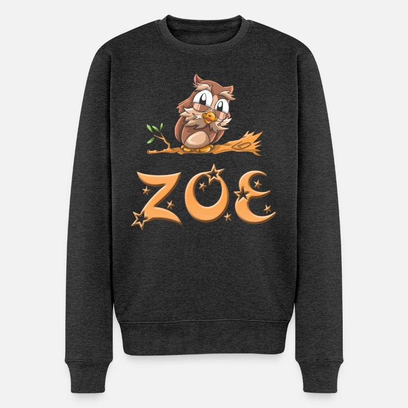 Eule Zoe - Männer Premium Bio Pullover - Anthrazit meliert