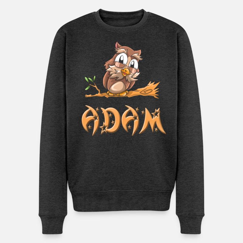 Eule Adam - Männer Premium Bio Pullover - Anthrazit meliert