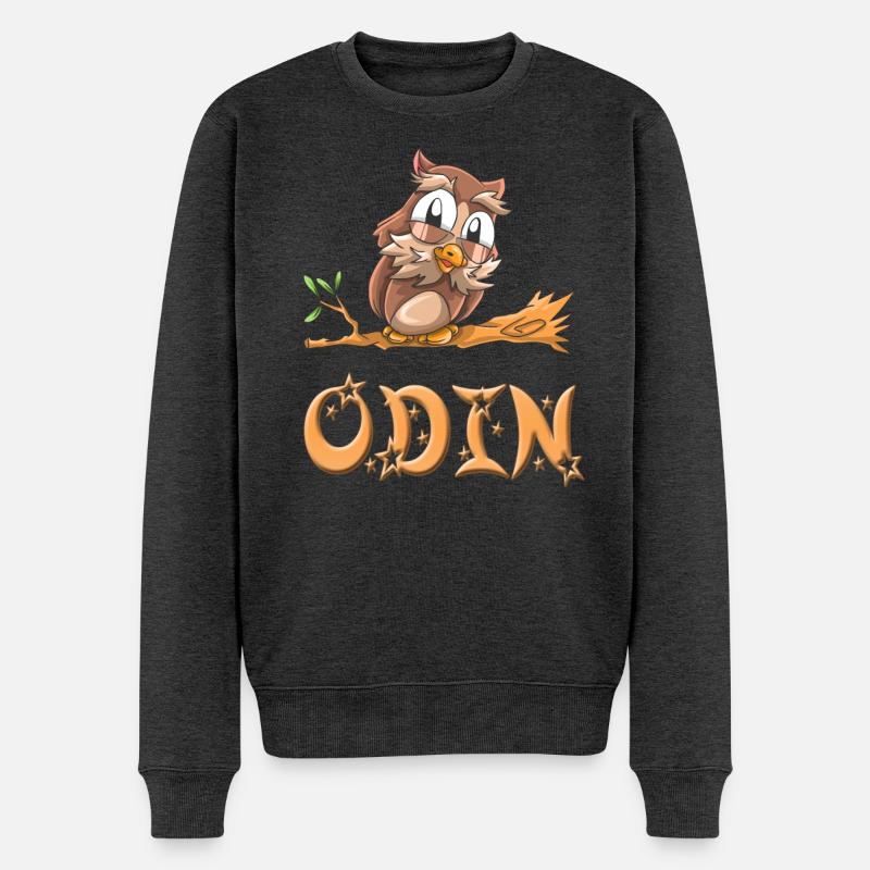 Eule Odin - Männer Premium Bio Pullover - Anthrazit meliert