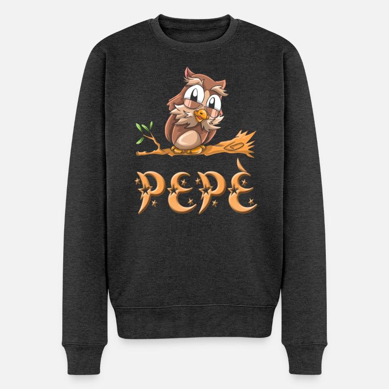 Eule Pepè - Männer Premium Bio Pullover - Anthrazit meliert