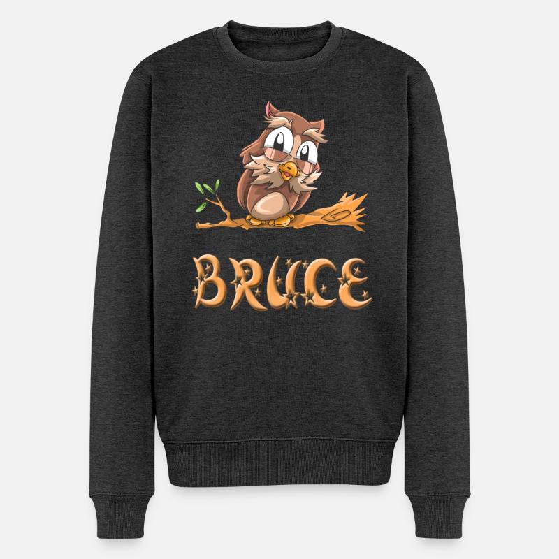 Eule Bruce - Männer Premium Bio Pullover - Anthrazit meliert