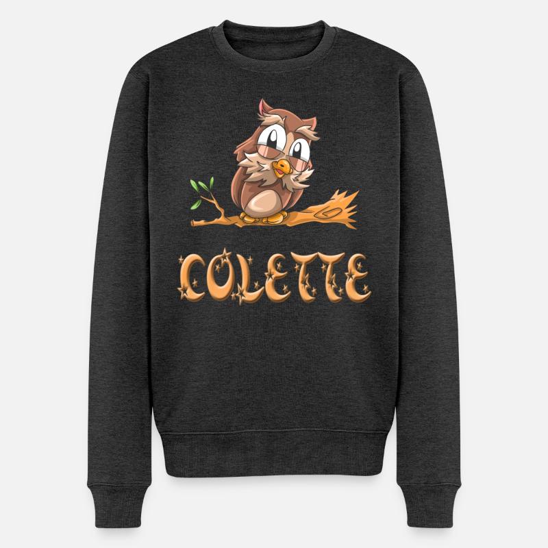 Eule Colette - Männer Premium Bio Pullover - Anthrazit meliert