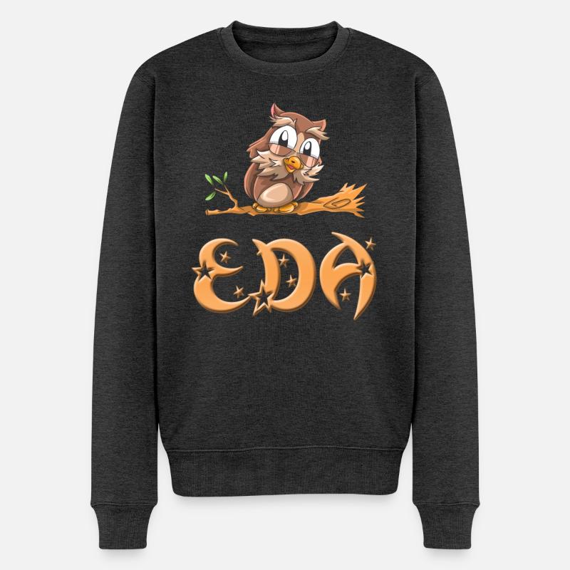Eule Eda - Männer Premium Bio Pullover - Anthrazit meliert