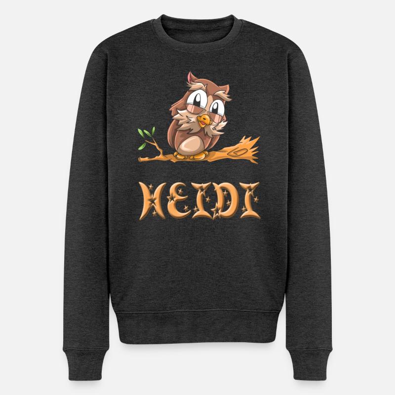 Eule Heidi - Männer Premium Bio Pullover - Anthrazit meliert
