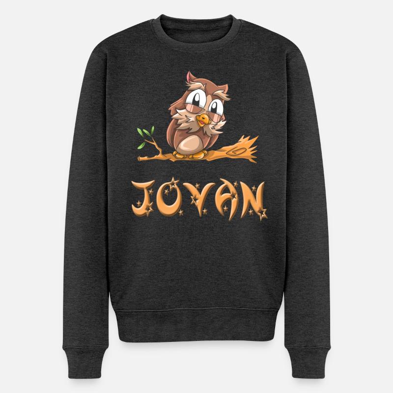 Eule Jovan - Männer Premium Bio Pullover - Anthrazit meliert