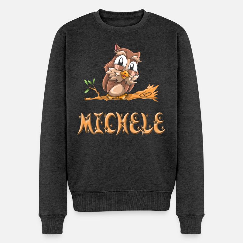 Eule Michele - Männer Premium Bio Pullover - Anthrazit meliert