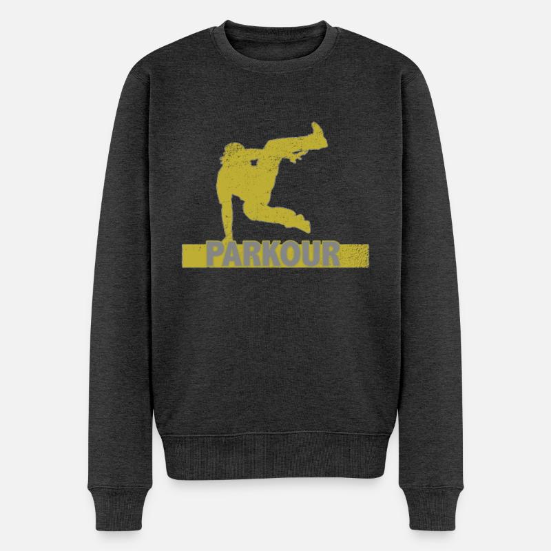 Parkour - Männer Premium Bio Pullover - Anthrazit meliert