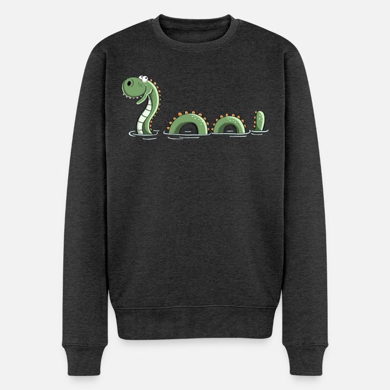 Lustiges Seeungeheuer - Monster - Nessie - Comic - Männer Premium Bio Pullover - Anthrazit meliert
