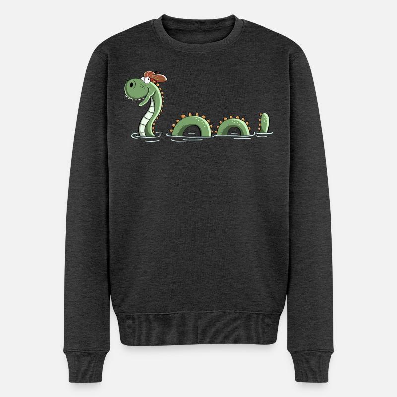 Nessie Seeungeheuer In Schottland - Comic - Fun - Männer Premium Bio Pullover - Anthrazit meliert
