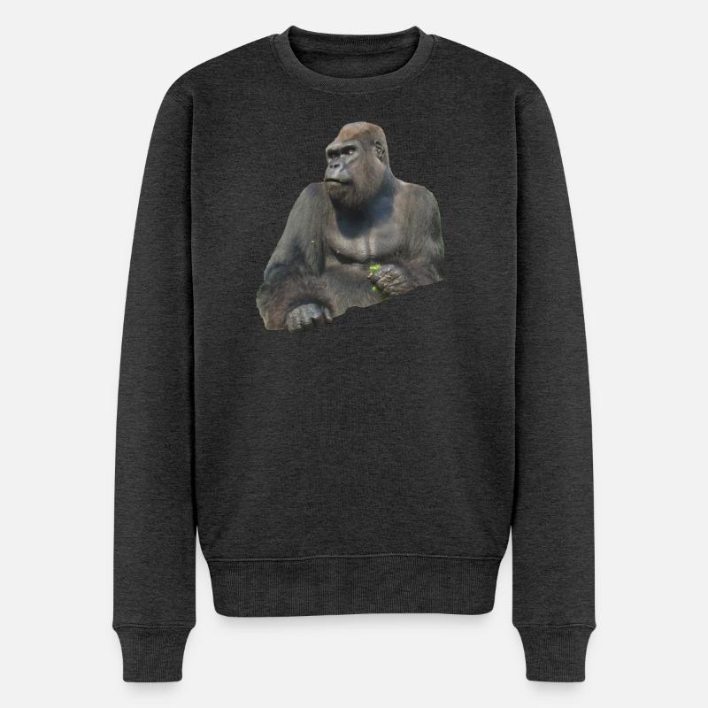 Gorilla - Männer Premium Bio Pullover - Anthrazit meliert