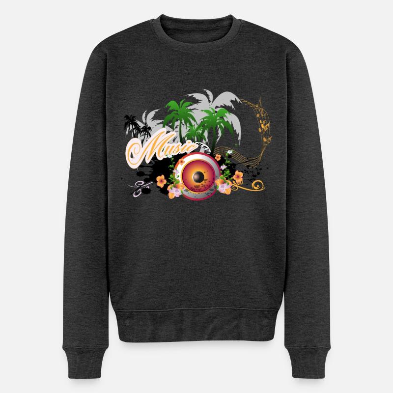 Musik-Lautsprecher mit Klavier - Männer Premium Bio Pullover - Anthrazit meliert