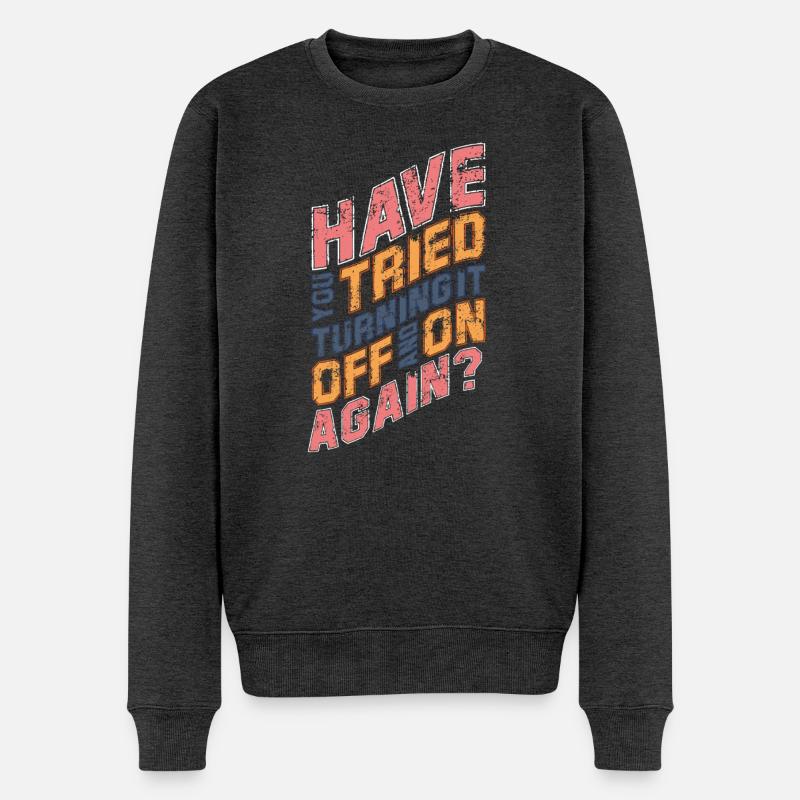 Lustiger Spruch IT Nerd Geek Computer Humor - Männer Premium Bio Pullover - Anthrazit meliert
