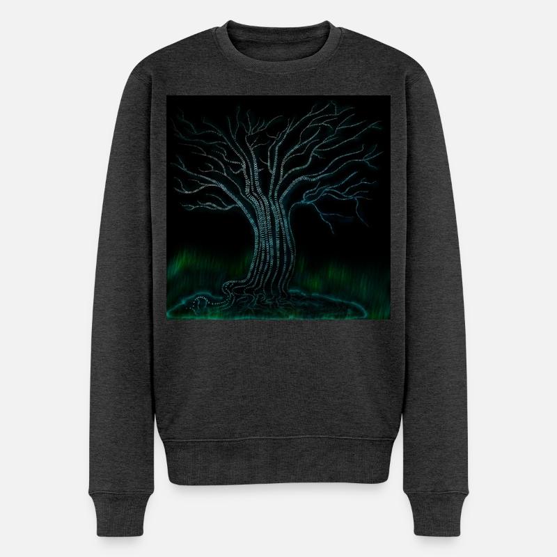 Binaer Benär Baum - Männer Premium Bio Pullover - Anthrazit meliert